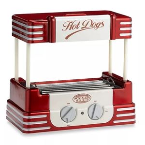 Retro 50's style hot dog roller with bun warmer
